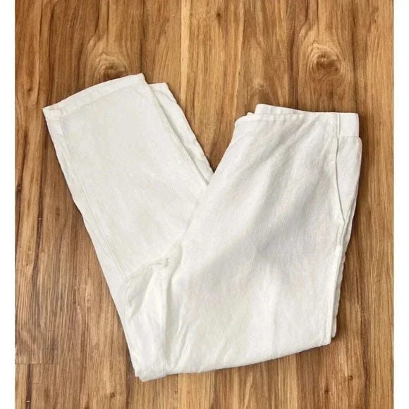 J Jill Love Linen White Cropped Linen Pants Size Petite Medium - Picture 1 of 4