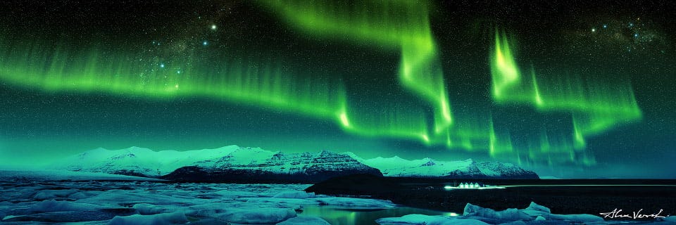 North Aurora, Jokursarlon, Iceland Landscape Image