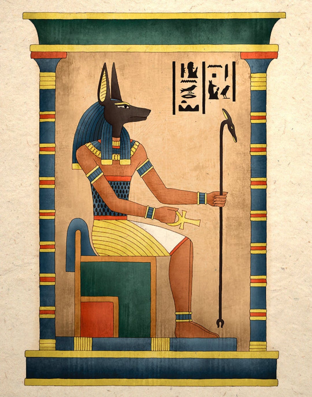 Egyptian Art Print Ancient God Anubis - Etsy