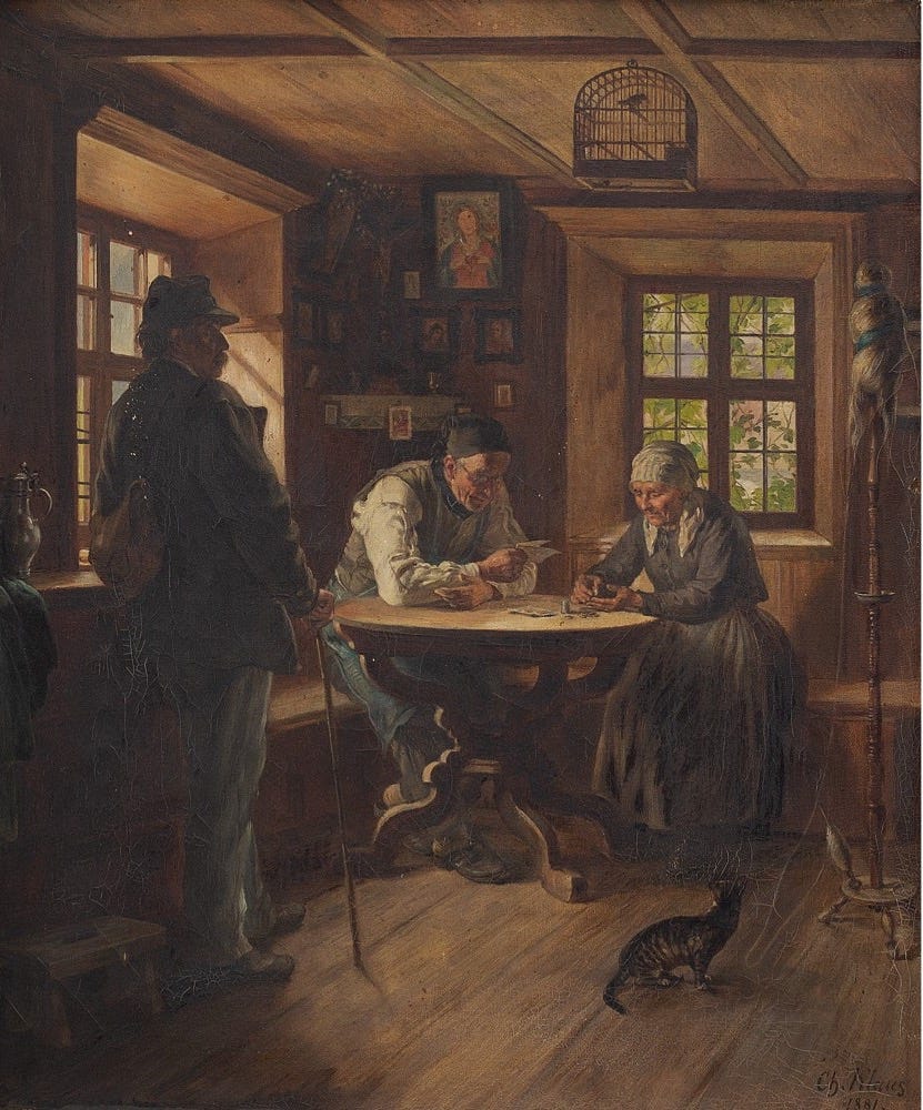 Christian Klaus, The Debtor, 19th Century Genre Scene Painting
