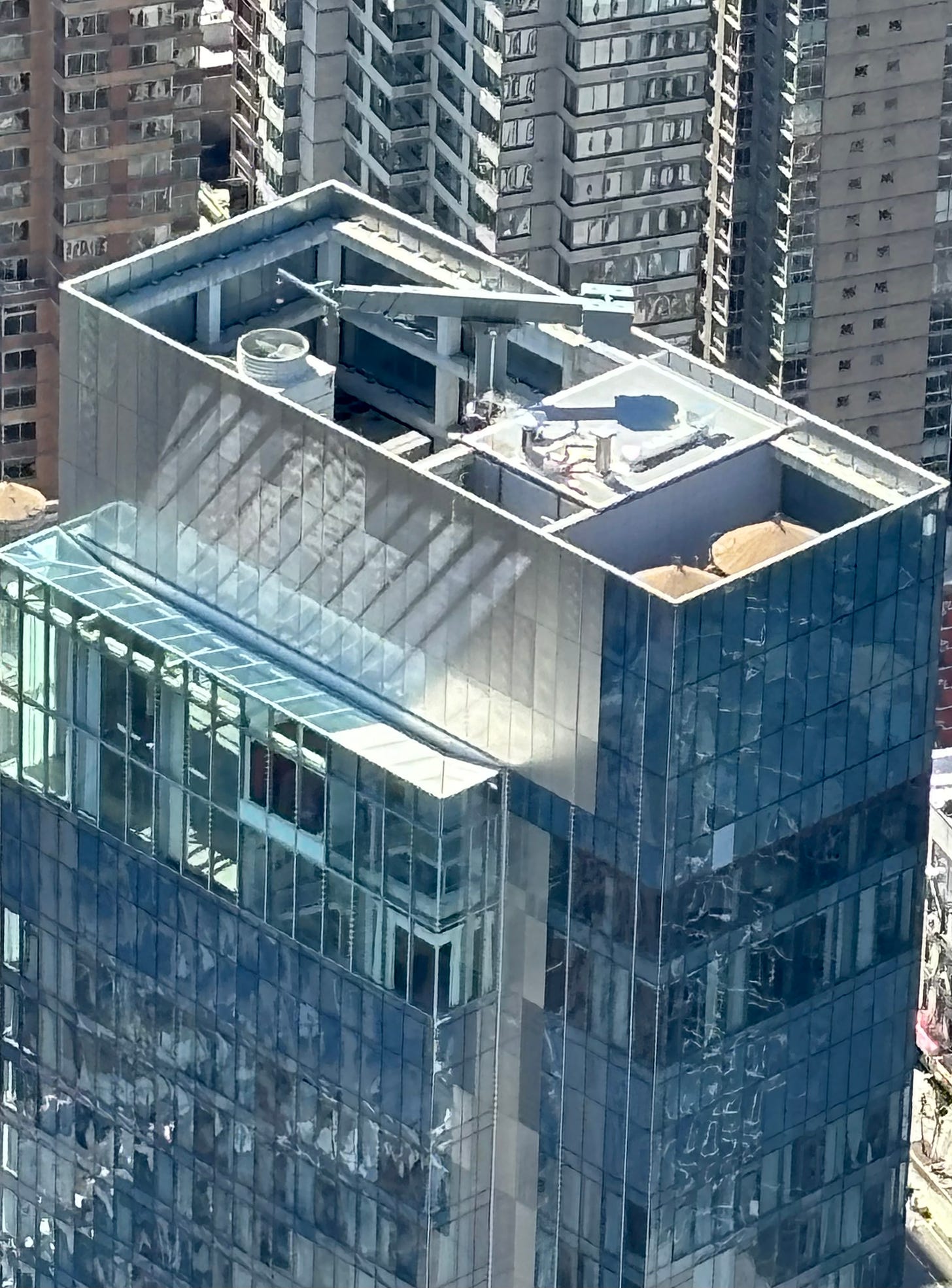 A close-up of the open roof where two roof tanks are visible.