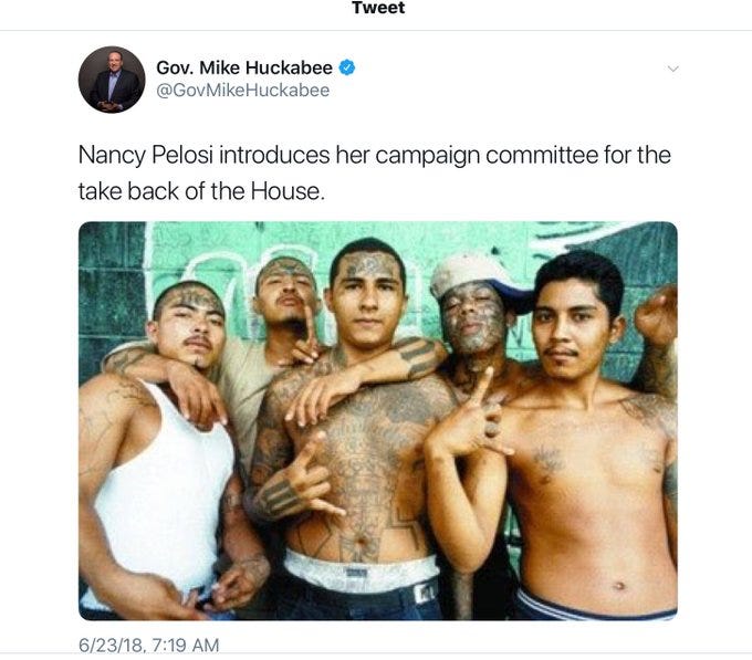 Mike Huckabee's MS-13 tweet: Photo compares Nancy Pelosi's campaign staff  to gang members - The Washington Post