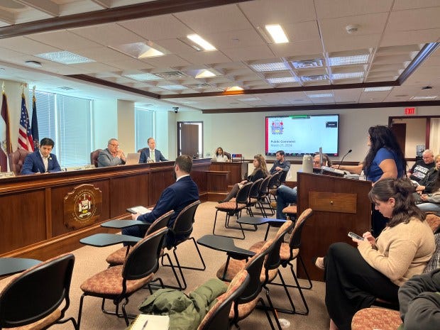 Whitpain Township resident Michelle Mellor is pictured making public comment on March 21, 2024 at a recent Montgomery County Board of Elections meeting. (Rachel Ravina - MediaNews Group)