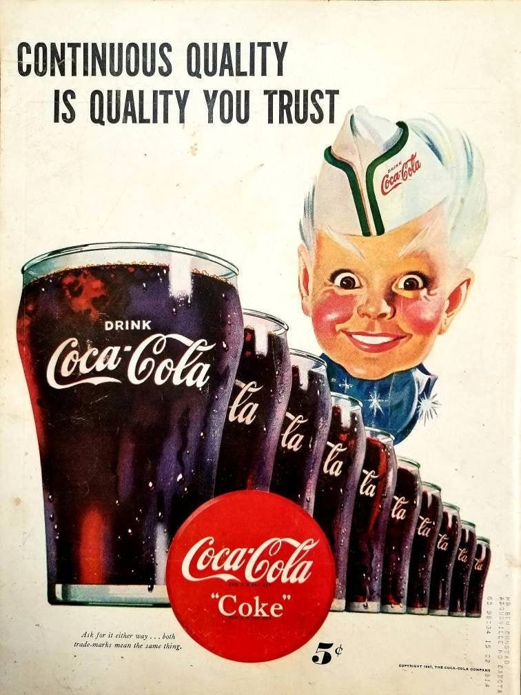 1947 Coca Cola Coke Vintage Advertisement Kitchen Wall Art - Etsy Israel