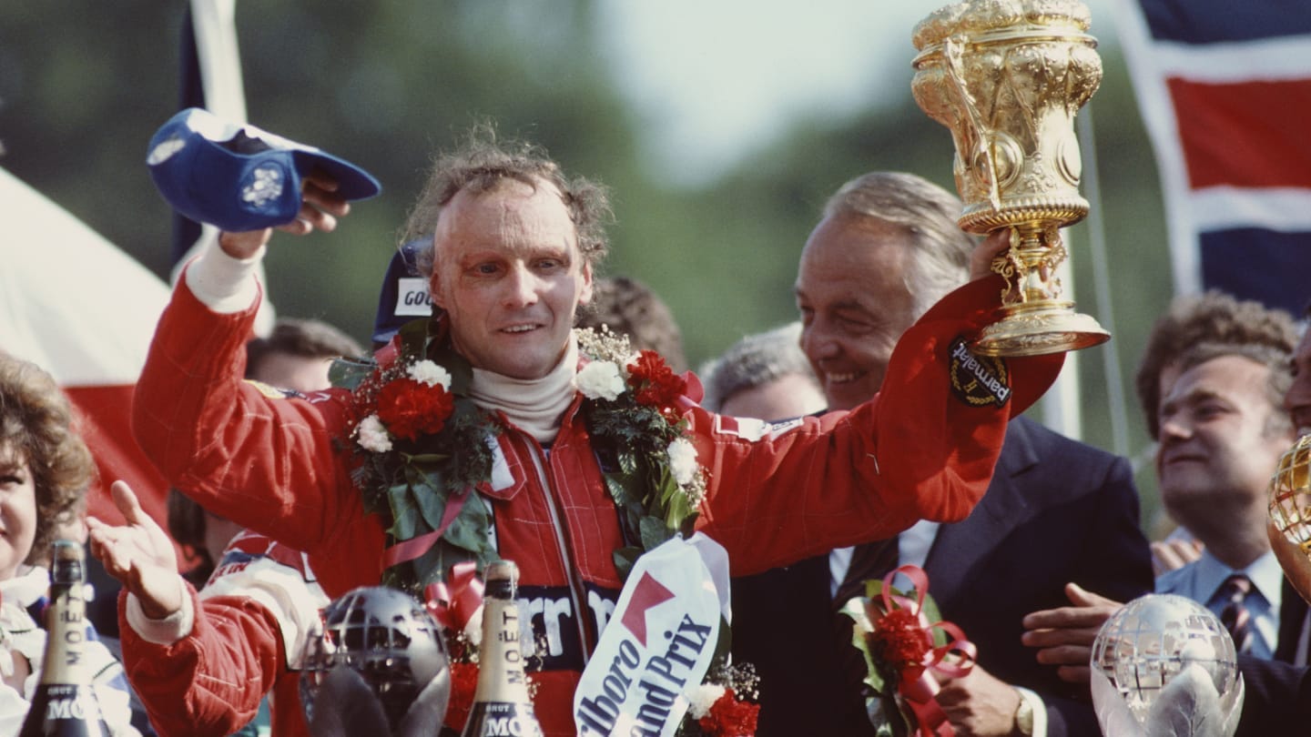 Niki Lauda of Austria and driver of the #8 Marlboro McLaren International McLaren MP4B Ford