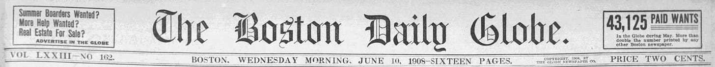 1908 Boston Daily Globe