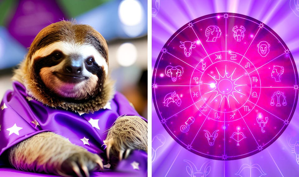 Sloth astrologer and the signs of the Zodiac