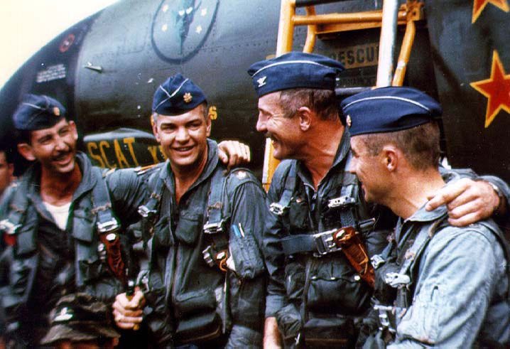 Center: Maj. Kirk celebrating Col. Olds’ last flight in September 1967. 