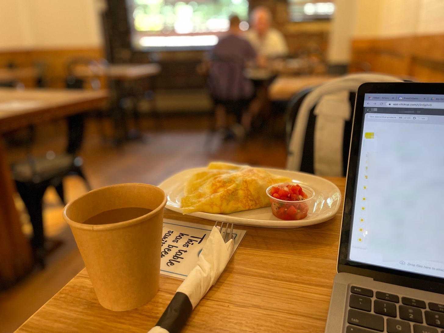 remote working from a cafe