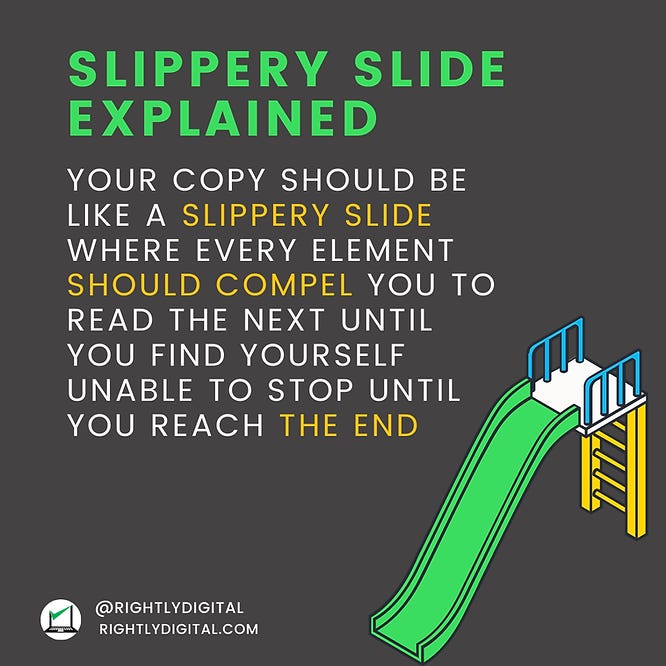 Creating a slippery slope with your writing.