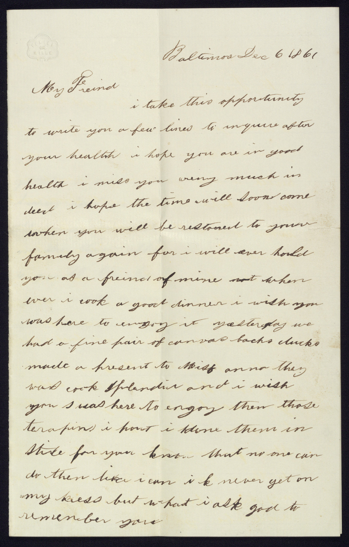 Image for Autograph Letter from Sybby Grant to Her Enslaver, John Hanson Thomas