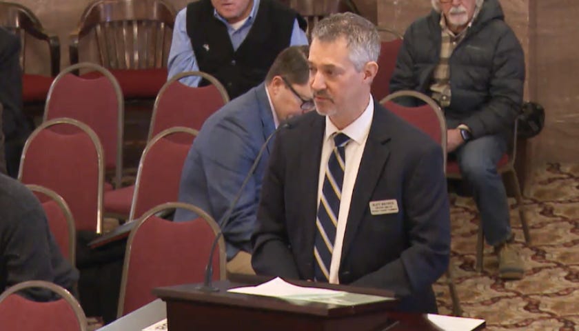 Matt Brower discusses the bill at the SB 139 hearing.