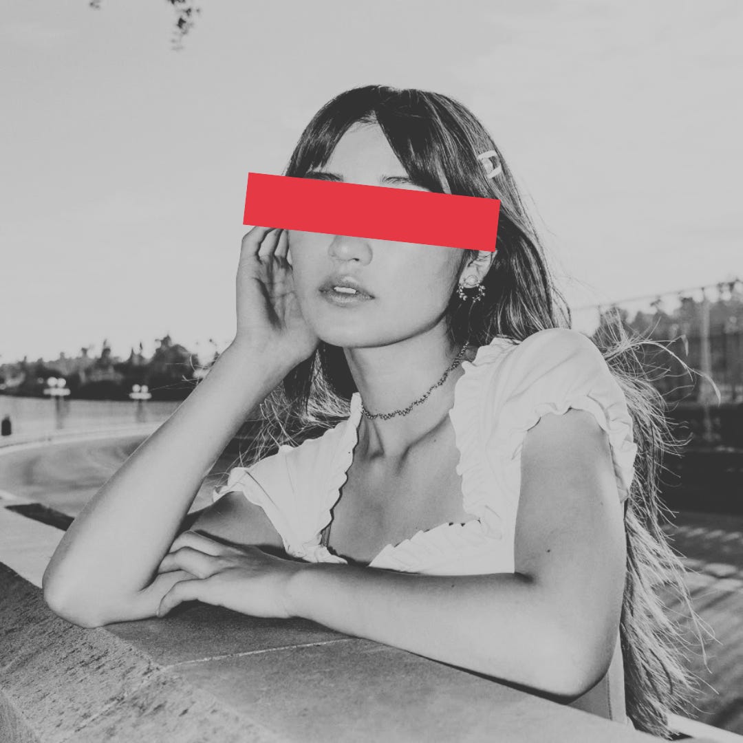 Profile photo of influencer Bestdressed, with red rectangle partially covering her face.