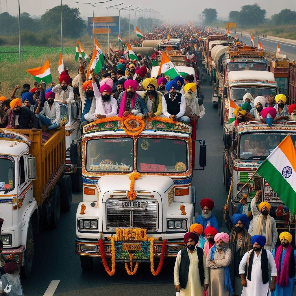 indian truck drivers protesting