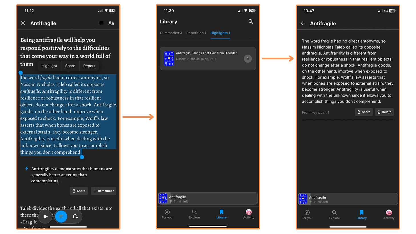 Highlights on Headway (mobile app + dark mode)