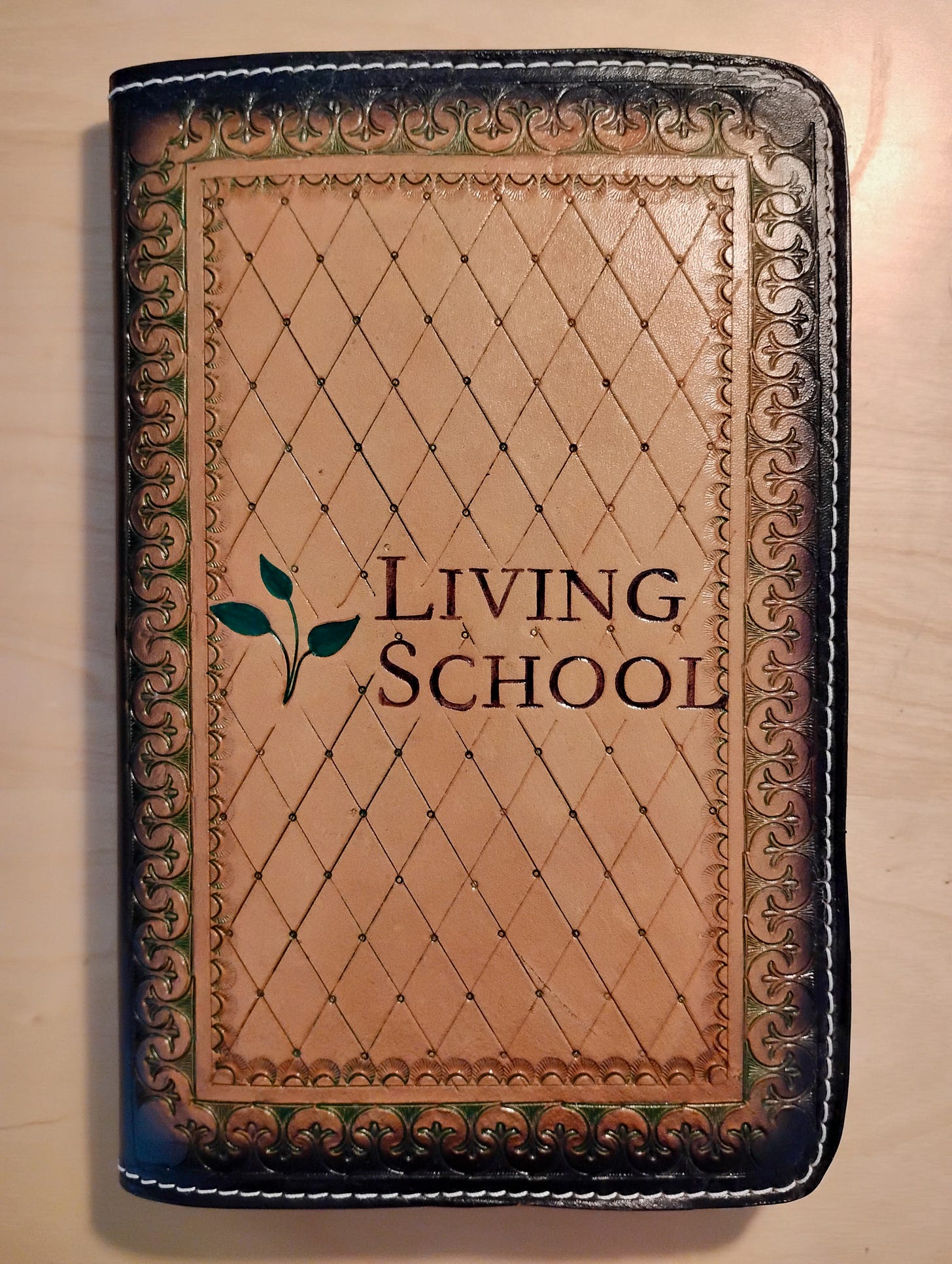 a leather-bound journal