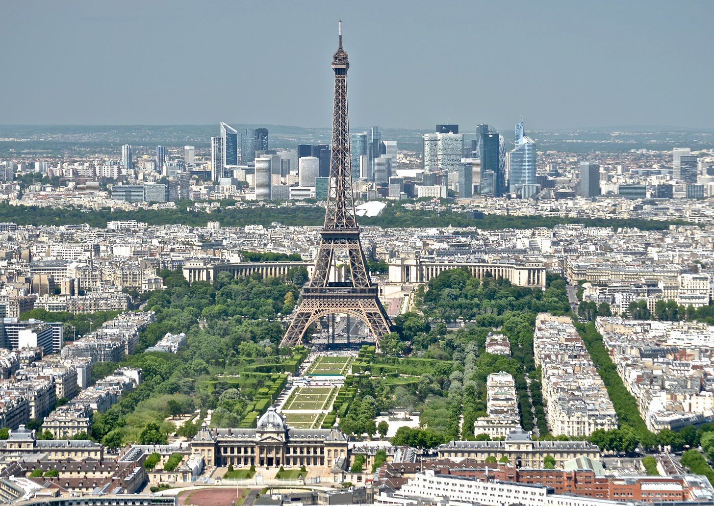Eiffel Tower from the Tour Montparnasse 3, Paris May 2014.jpg