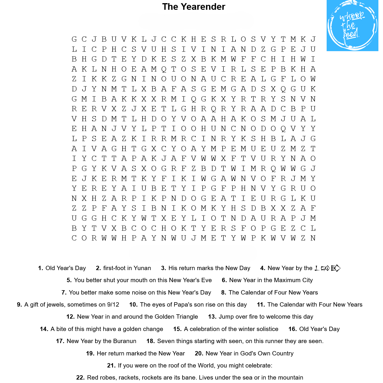 The Word Search for whoop!'s 2024 Yearender Hunt 