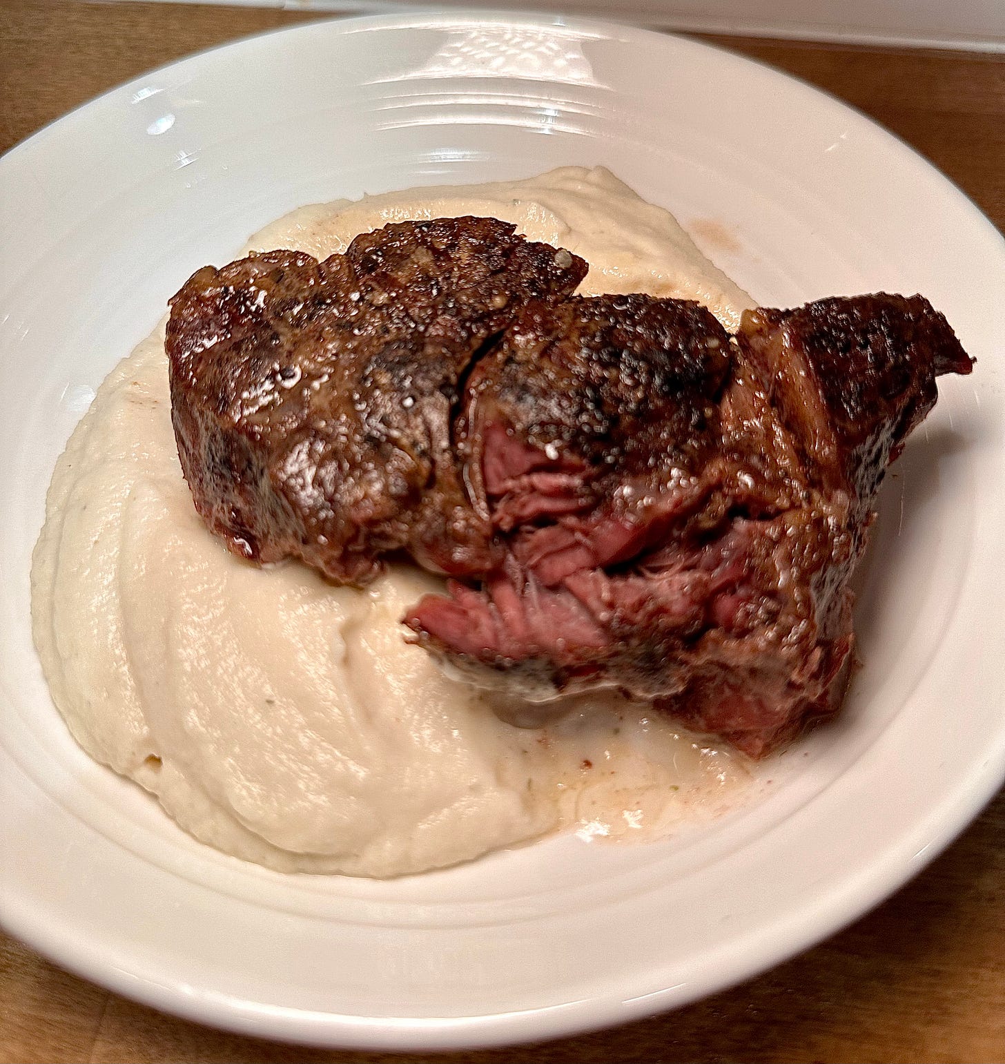 crockpot chuck roast with boursin cauliflower mash