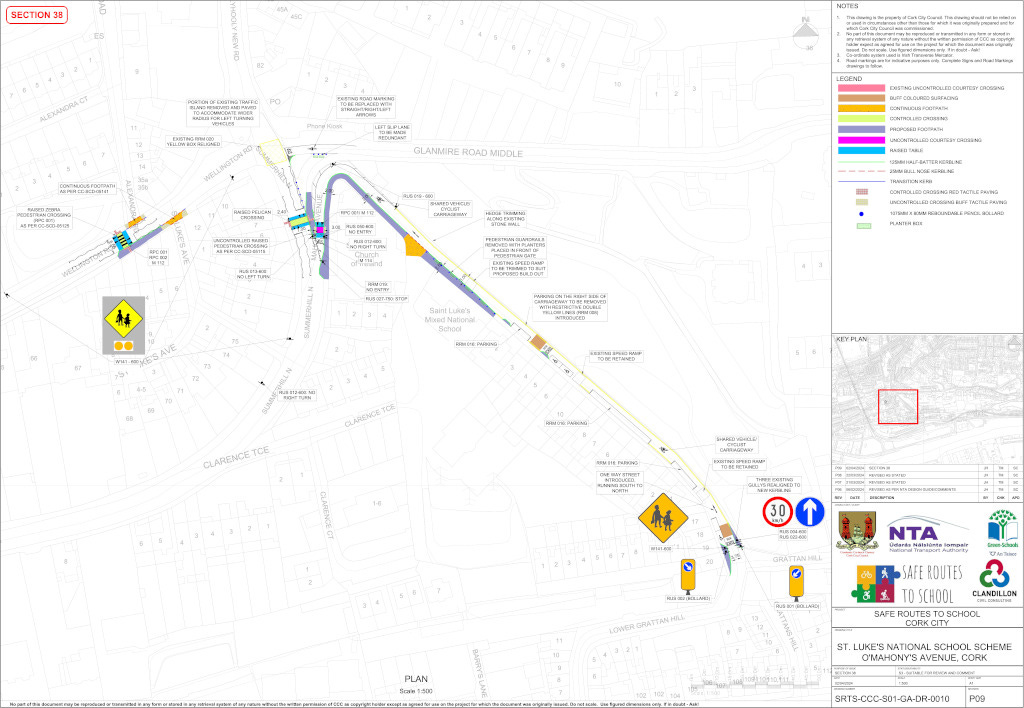 A technical drawing of plans to modify for St Luke's Cross in Cork.