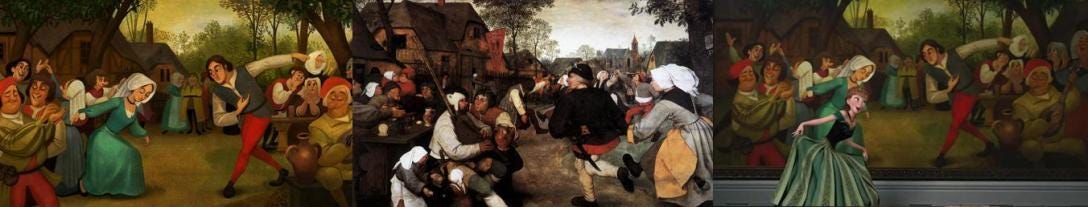 "Taniec wieśniaków", Pieter Bruegel Starszy, 1568 - 1569