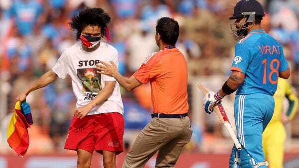 India vs Australia: Man calling for 'free Palestine' invades Narendra Modi  stadium, briefly halts World Cup final | Mint