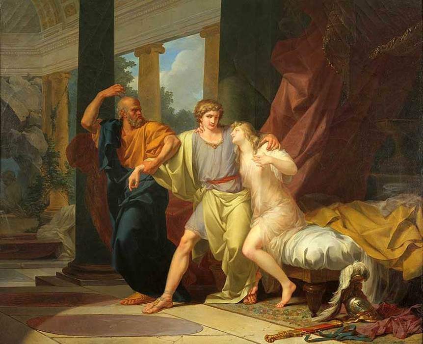 Jean-Baptiste Regnault -Socrates Dragging Alcibiades from the Embrace of  Aspasia – THE SHIELD OF ACHILLES