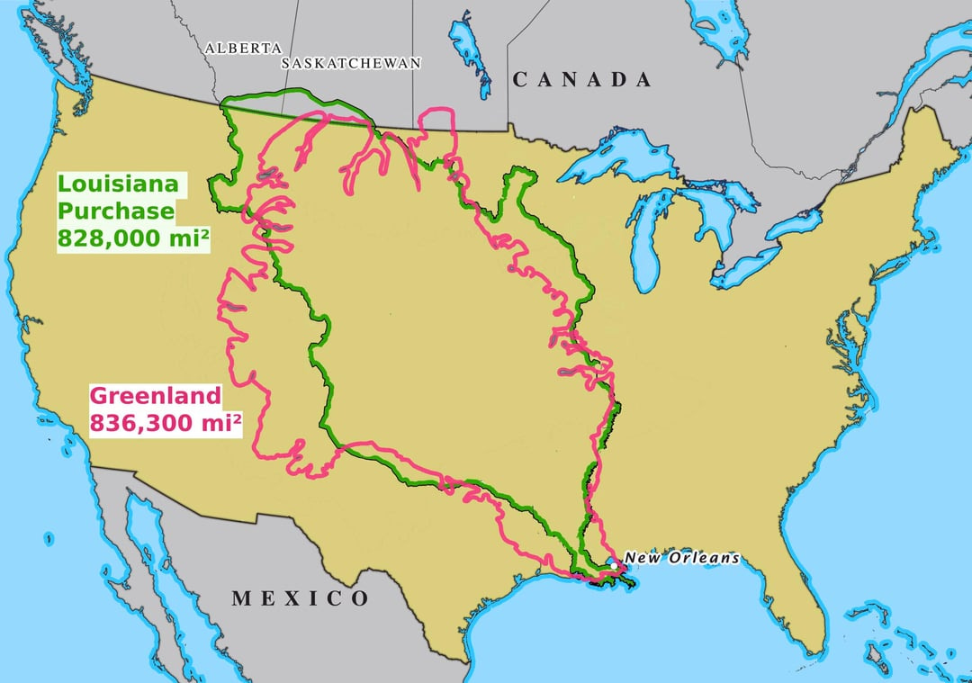 Comparison of Louisiana purchase to Greenland : r/MapPorn