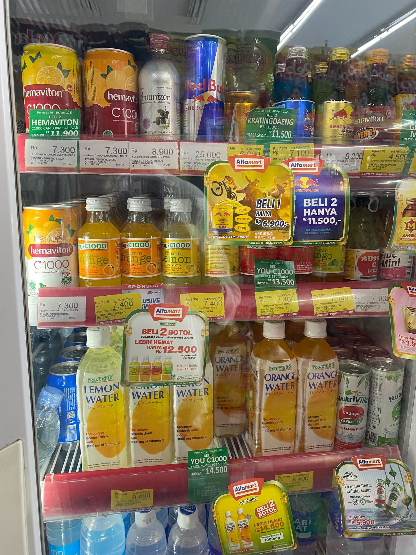 photo of functional drinks in indonesian convenience store