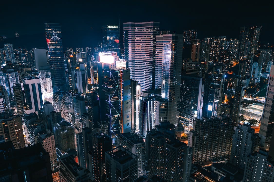 Free Aerial Photography of Cityscape during Night Stock Photo