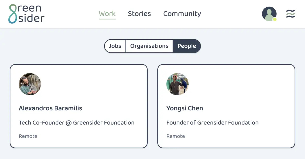 Preview of the Greensider Work page