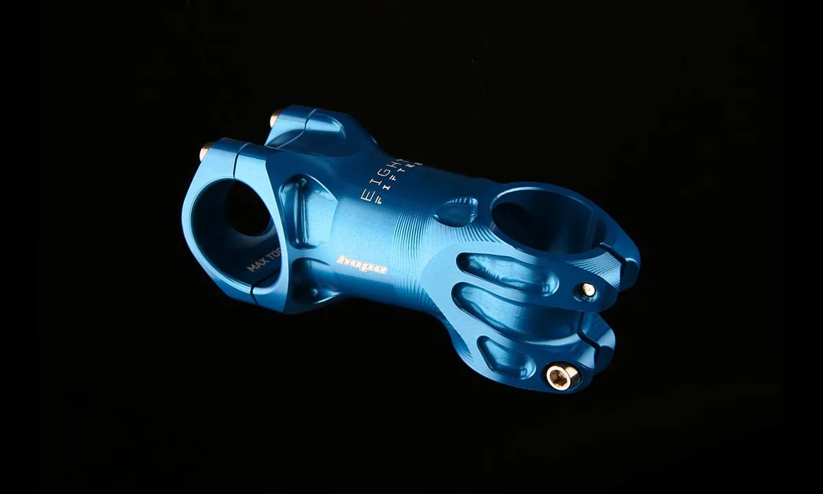 Hope RX -15° machined alloy gravel & XC stem, blue ano