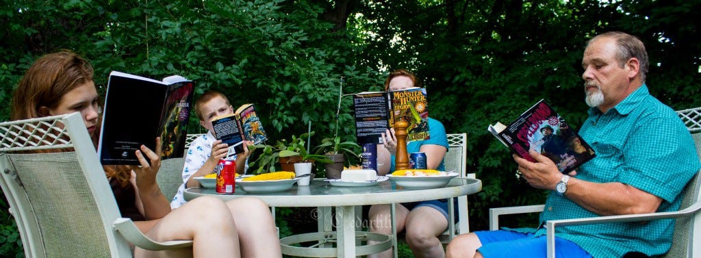 reading at the table