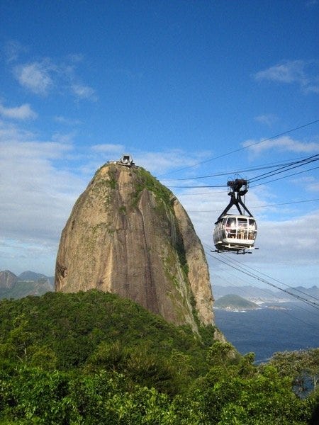 Photo credit: "Rio de Janeiro - Pão de Açucar - Cablecar" by Wutzofant. 