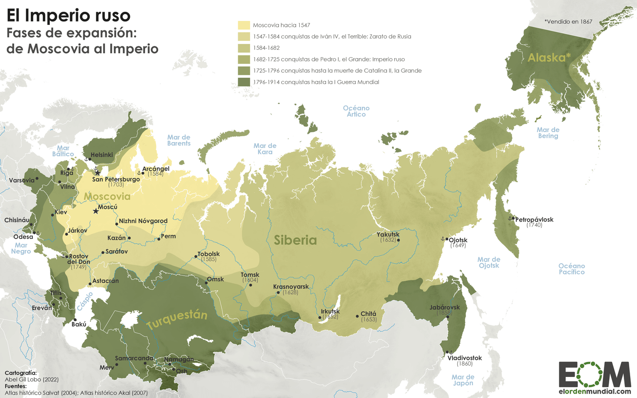El mapa del Imperio ruso - Mapas de El Orden Mundial - EOM