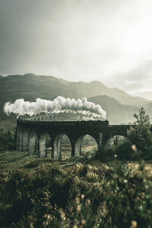 Train on a bridge.