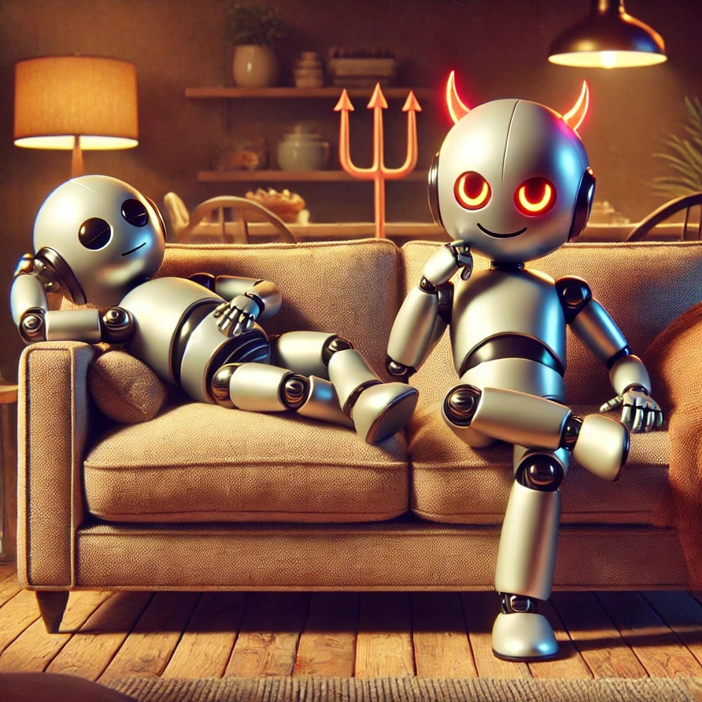 a lazy robot and a deceptively evil robot