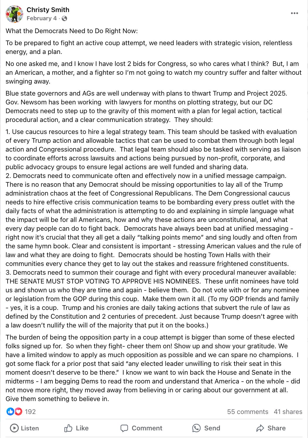 Christy Smith Unhinged Coup Rant