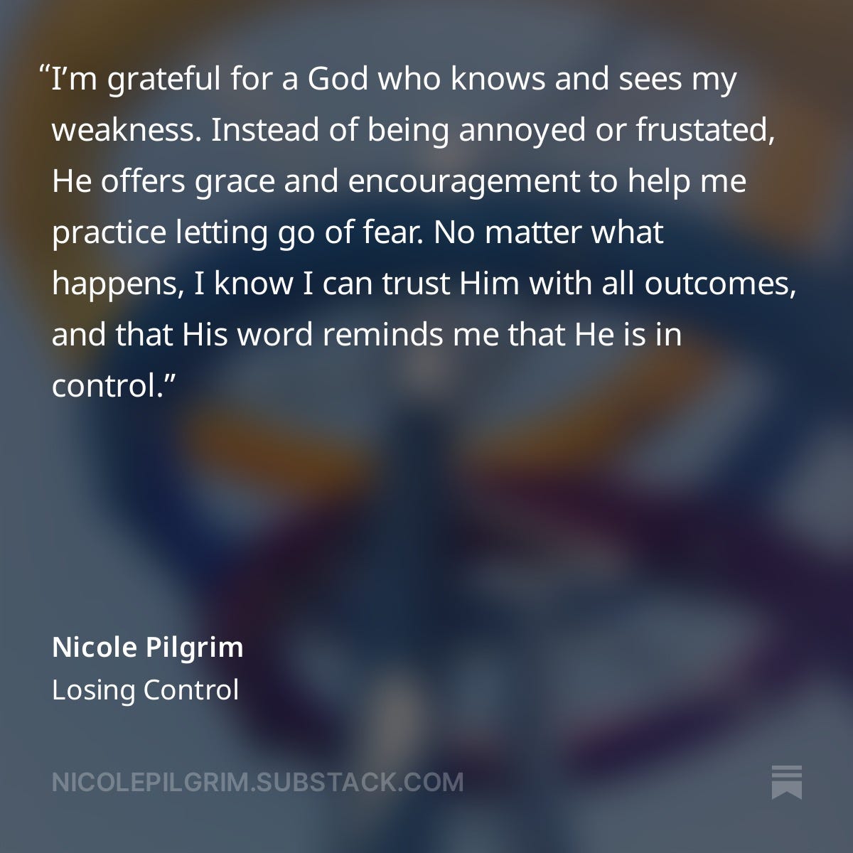 Nicole Pilgrim quote from Losing Control article