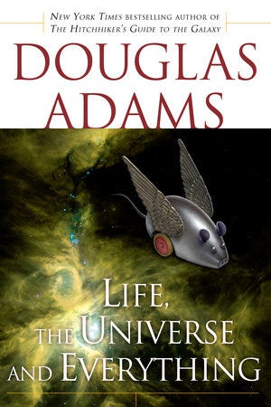book cover Life the Universe and Everything by Douglas Adams 1982