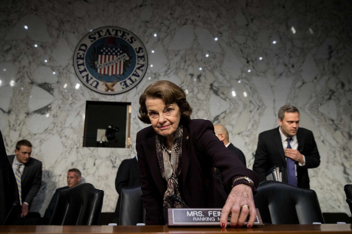 Ranking member Sen. Dianne Feinstein, D-Calif., arrives for a Senate Judiciary Committee hearing in 2017. Feinstein died early Friday at the age of 90.