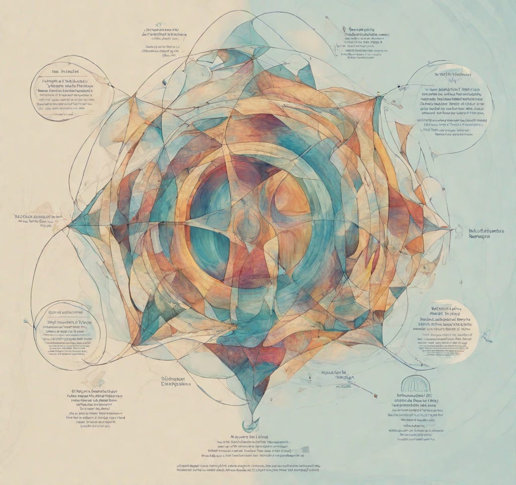 prompt: "create an abstract image representing the phase: A guide to responsible implementation and Governance. "