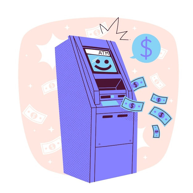 Free Vector | Atm machine concept illustration