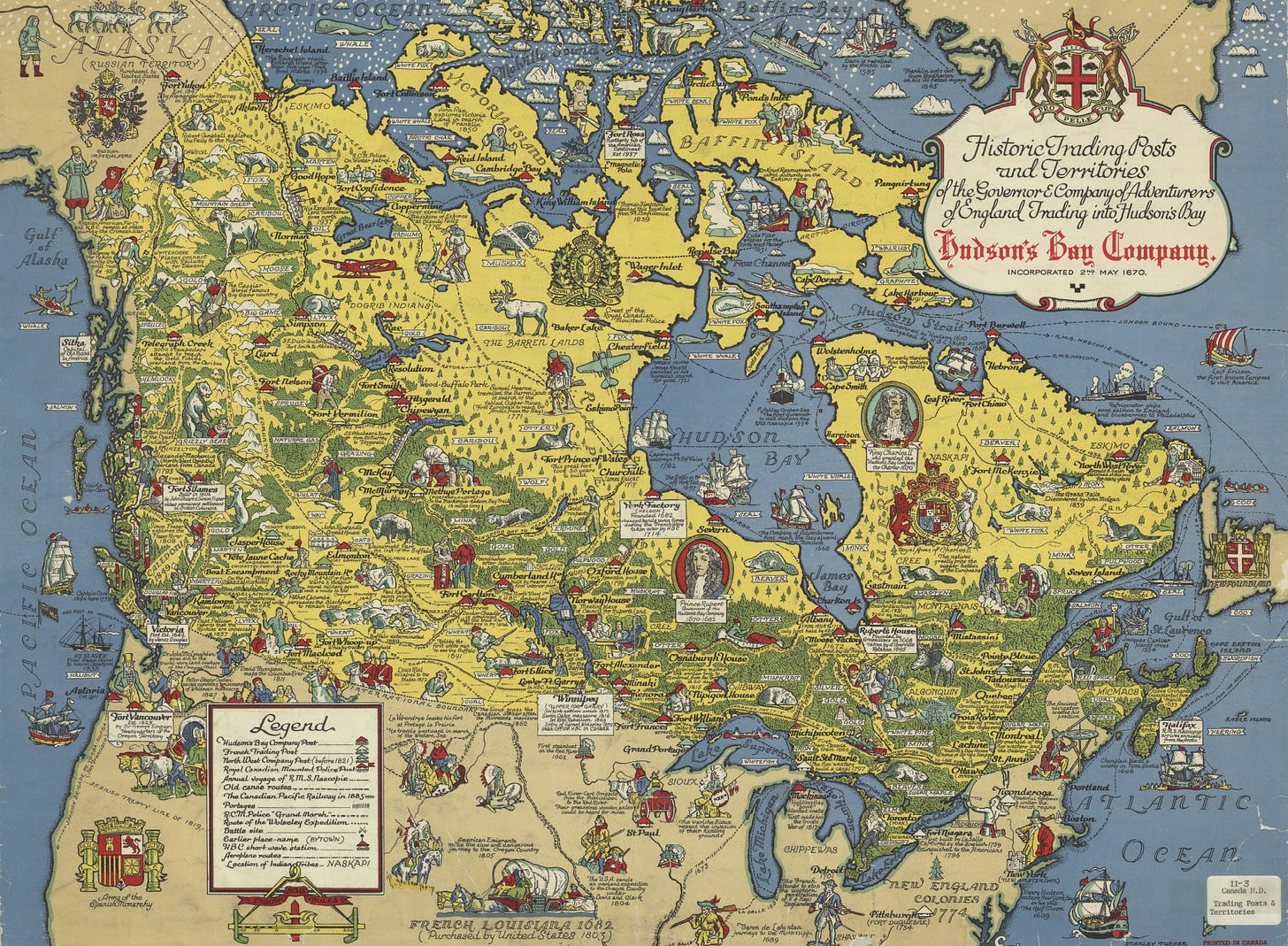 Hudson's Bay Company historic trading routes map