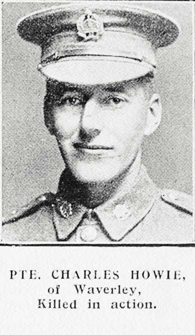 Pte Charles Howie of Waverley, killed in action