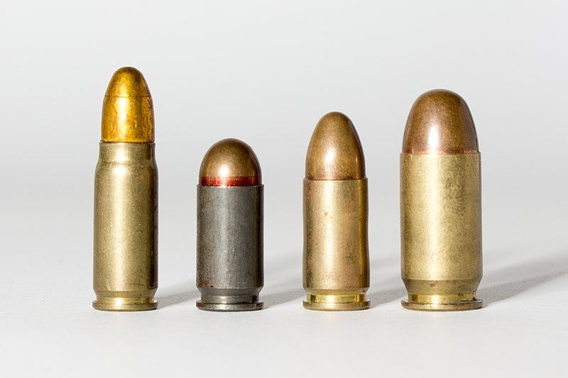 File:Pistol caliber cartridges comparison - 7.62x25mm, 9x18mm, 9x19mm and .45 ACP.jpg