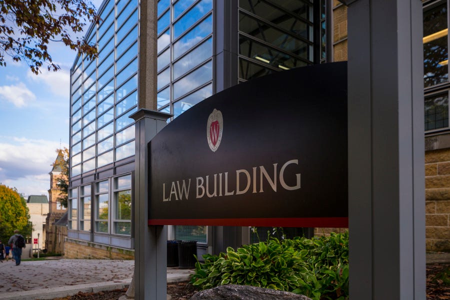 law school building sign outside of the law school