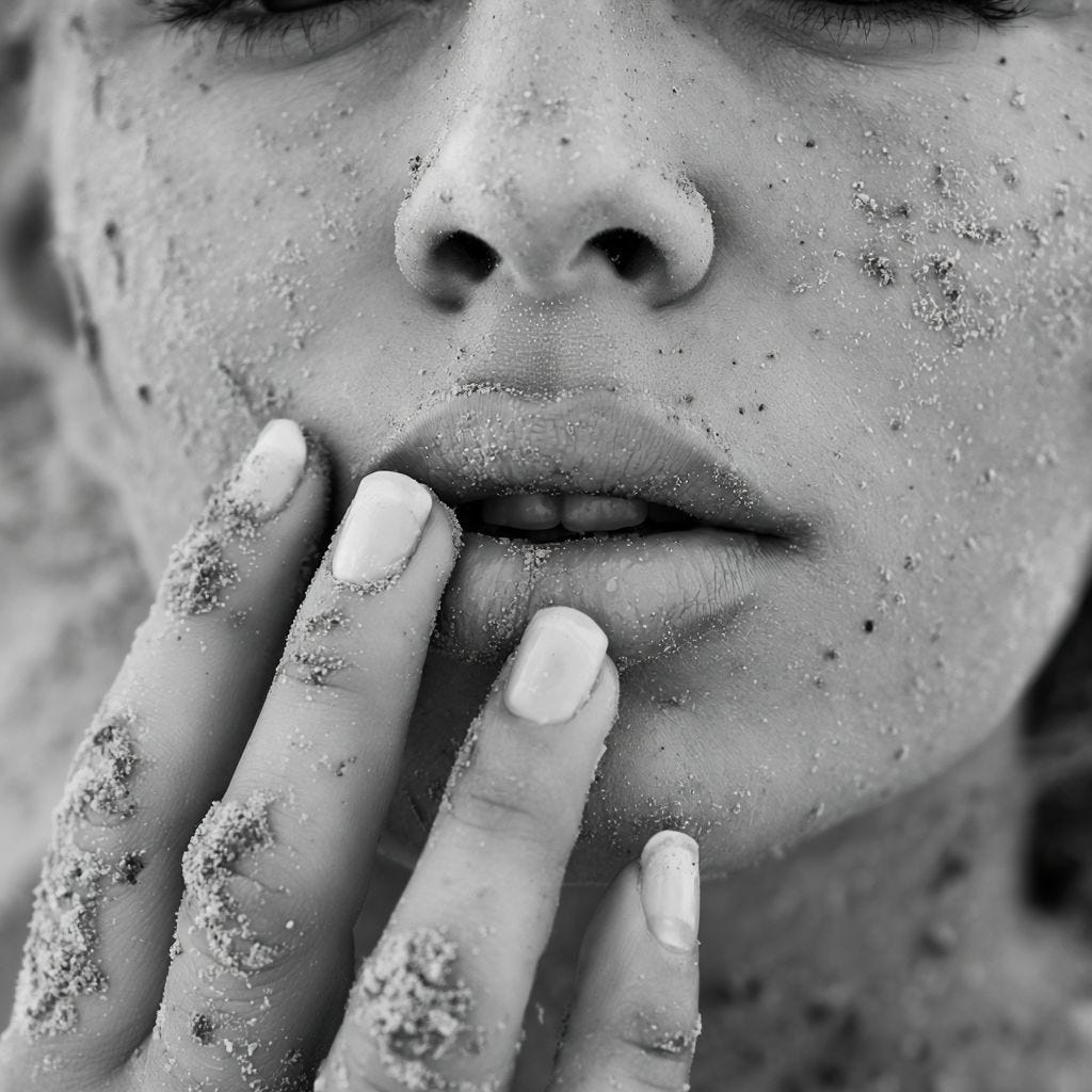 Black and white close-up photo of a woman