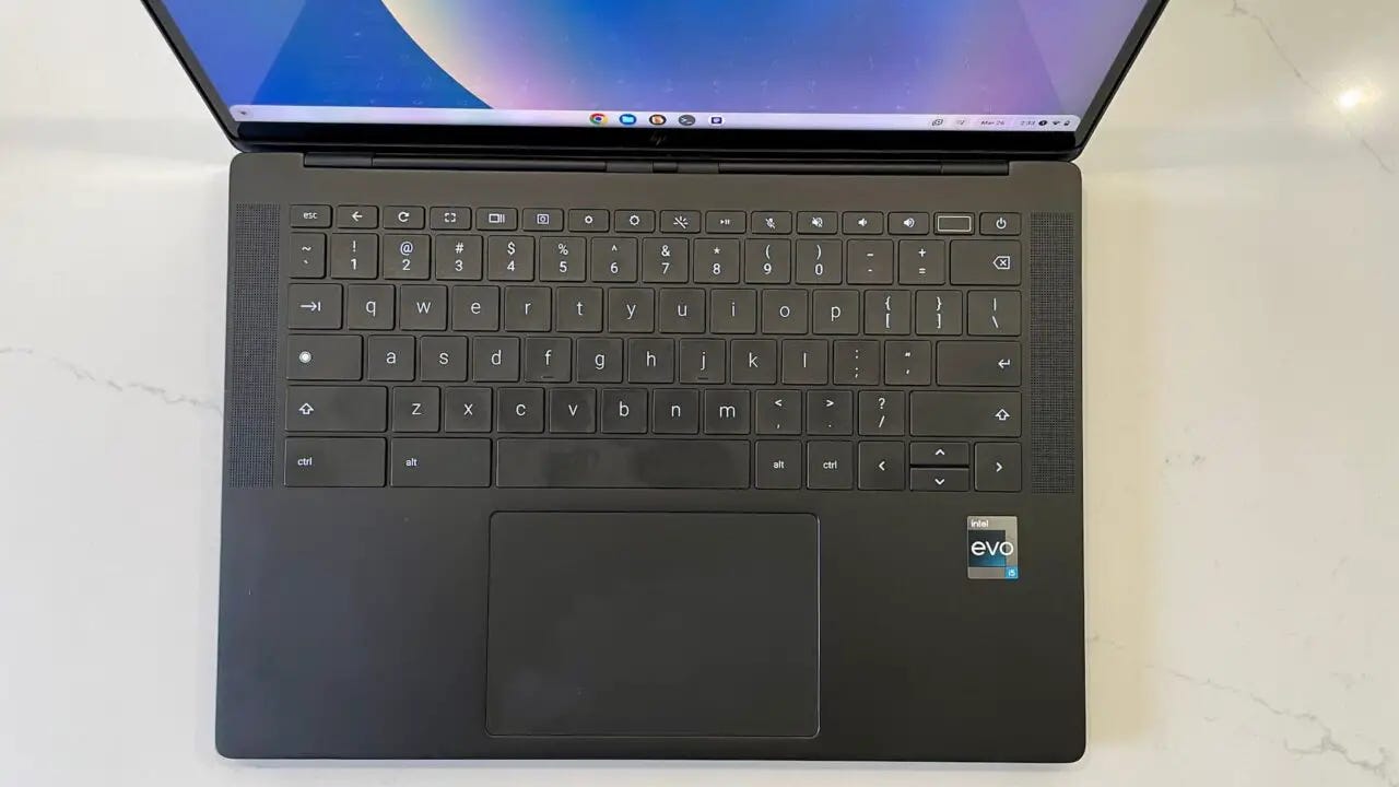 HP Dragonfly Pro Chromebook keyboard and trackpad