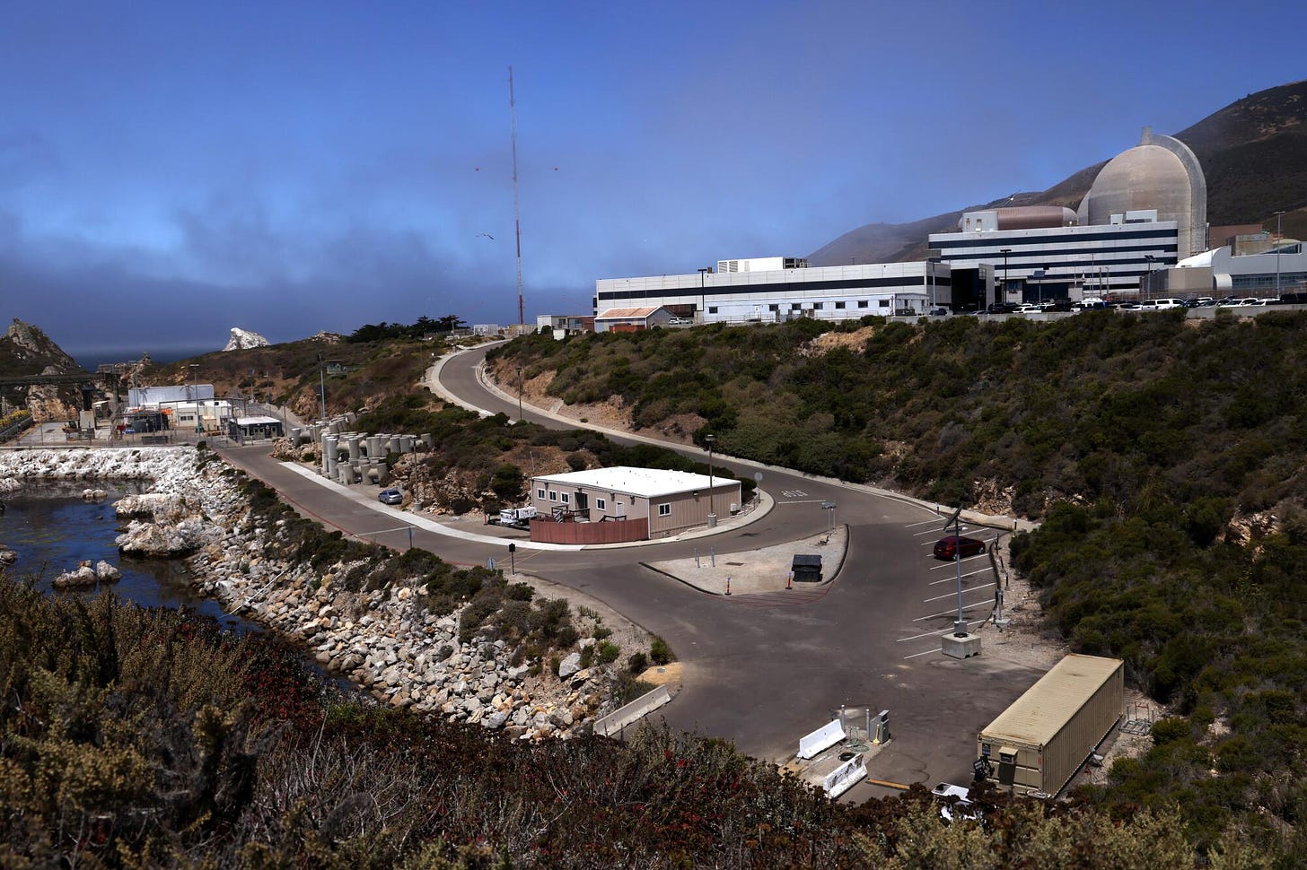 A nuclear power plant sits along the California coastline.